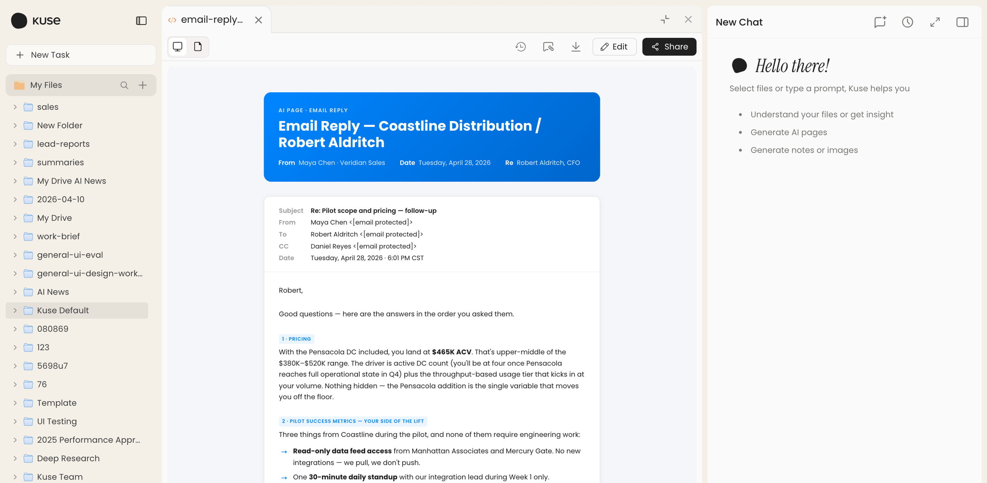 Draft source-grounded customer emails
