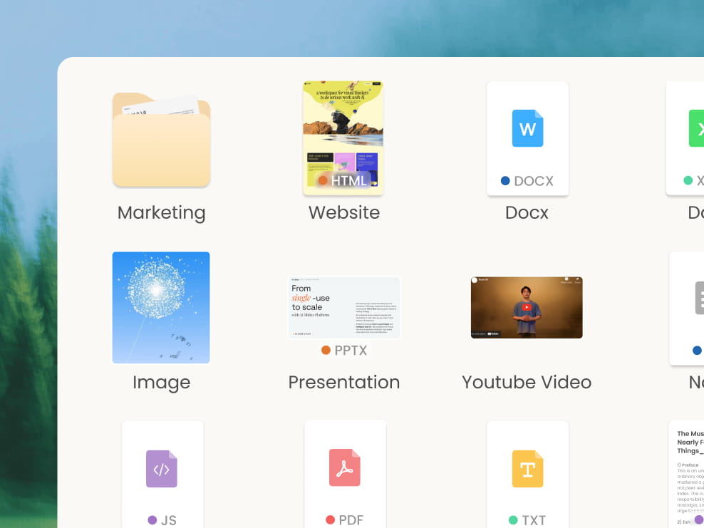 Kuse workspace showing files organized into nested folders