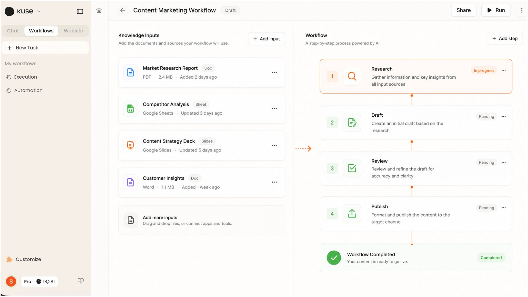 AI workflow execution
