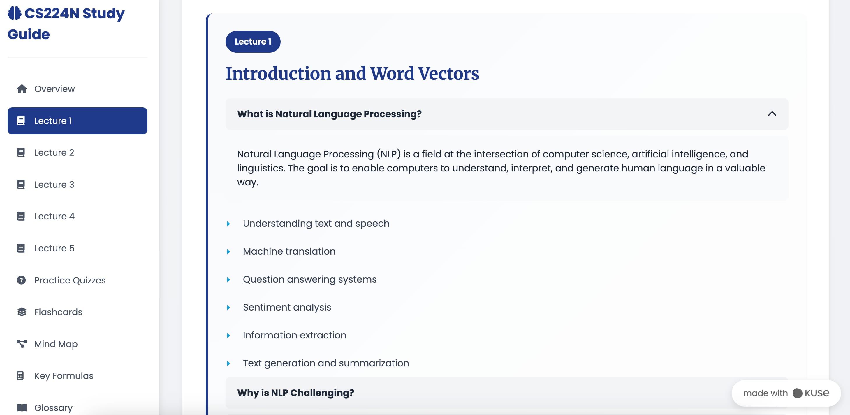 Natural language processing notes by Kuse