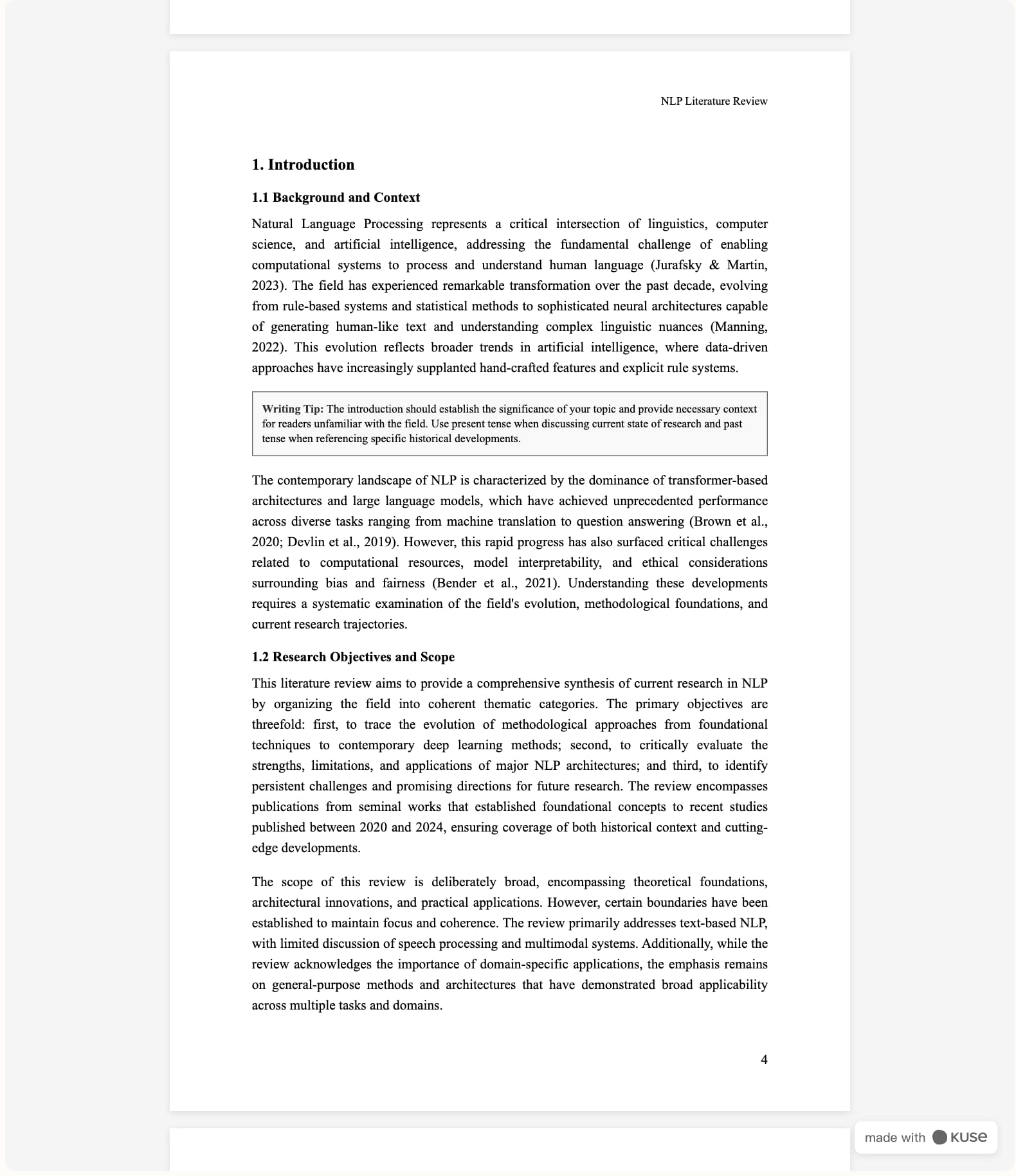Using kuse to support literature review writing