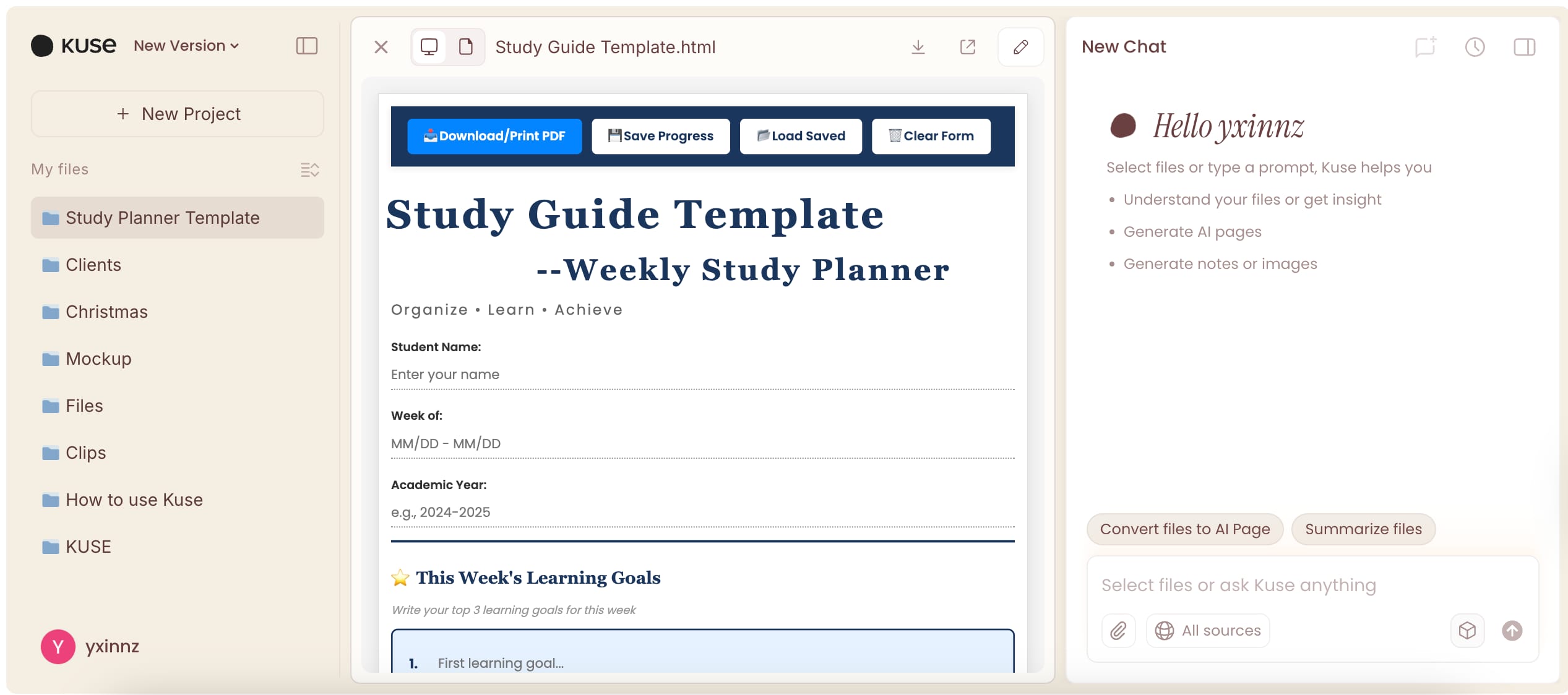 Kuse Makes Study Guides and Learning Templates