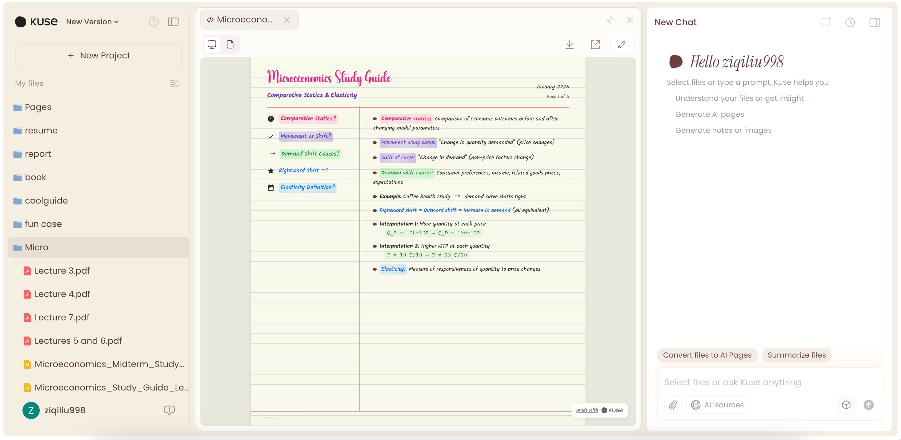 Cornell-Style Study Guide made by Kuse