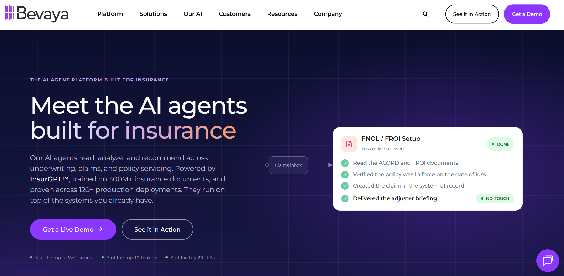 Bevaya insurance AI agent platform